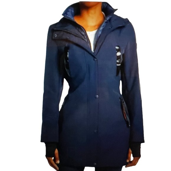 French Connection Jackets & Blazers - Like New FRENCH CONNECTION Navy Blue Hooded Inner Bib Softshell Jacket S…